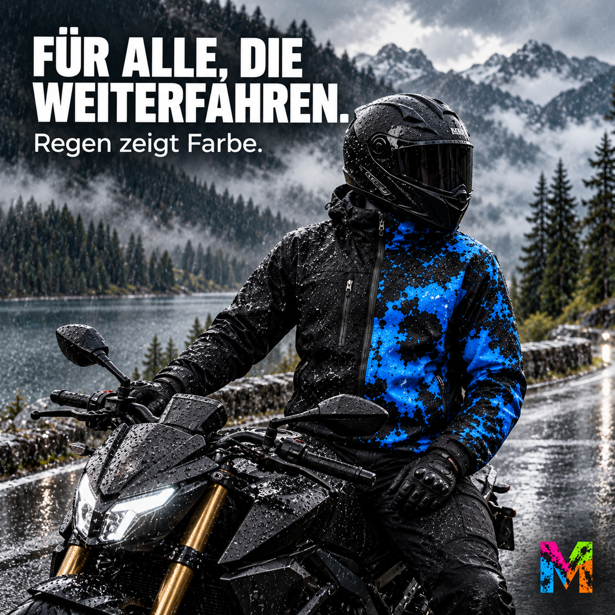 Regenjacke, die bei Nässe Farbe zeigt