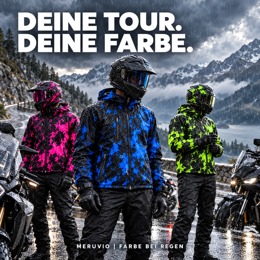 Regenjacke, die bei Nässe Farbe zeigt