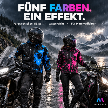 Regenjacke, die bei Nässe Farbe zeigt